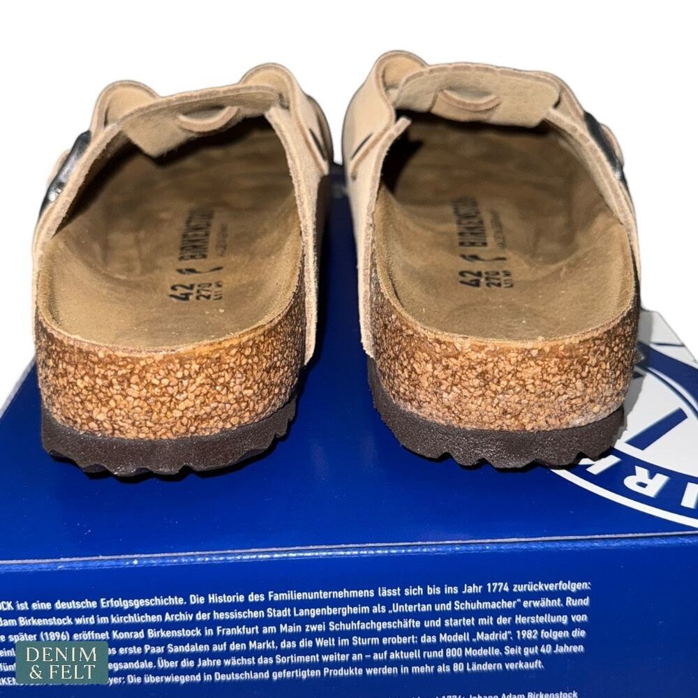 NEW Birkenstock Boston Emboss Dots New Beige Suede Clogs 42 Narrow Fit Comfort - Picture 11 of 16